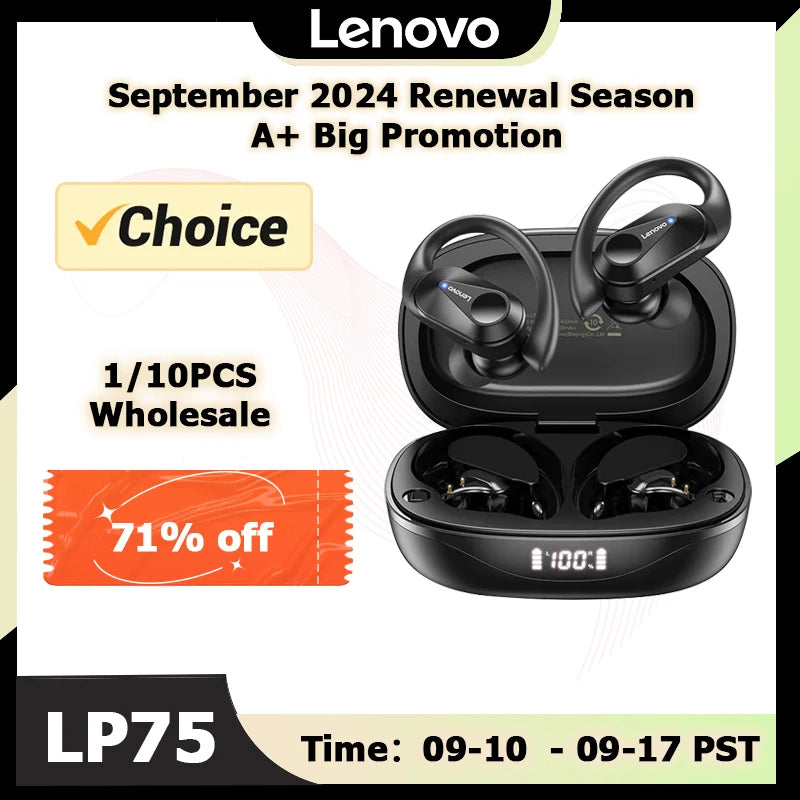 Lenovo LP75 TWS Wireless Sports Earphones Bluetooth 5.3