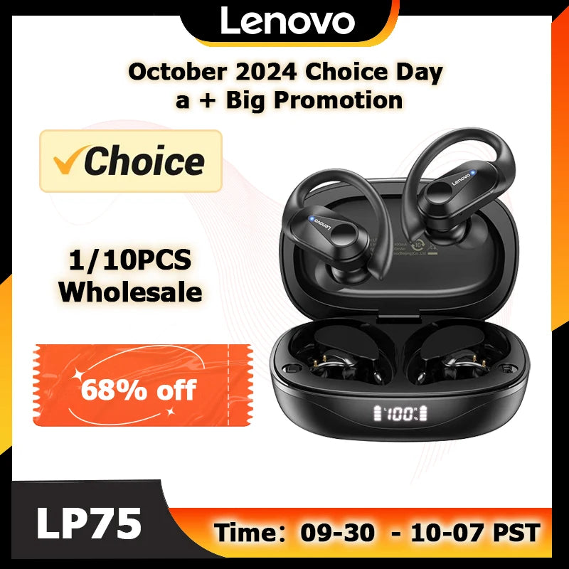 Lenovo LP75 TWS Wireless Sports Earphones Bluetooth 5.3