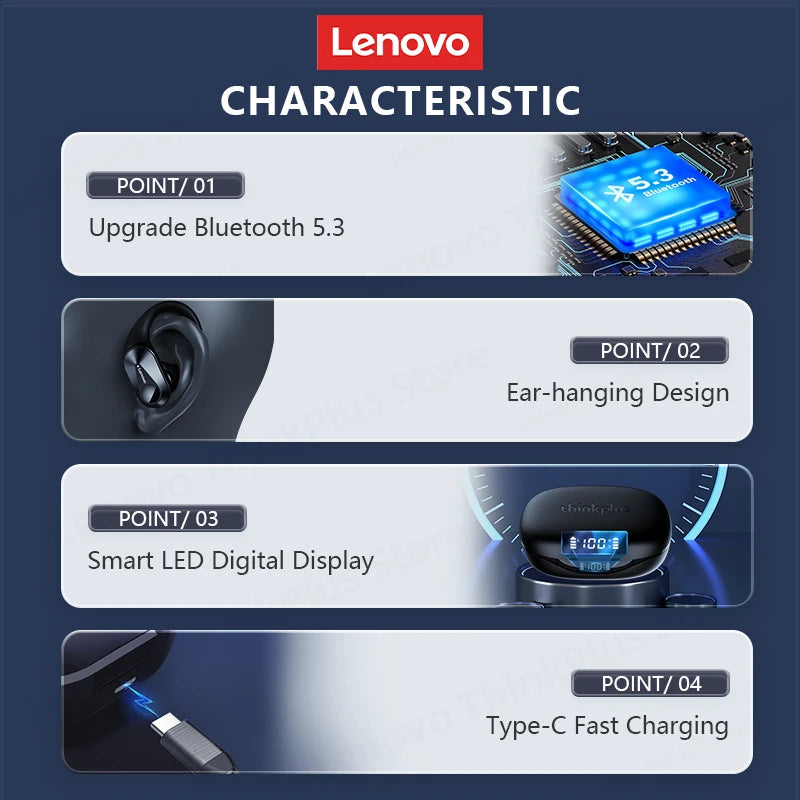 Lenovo LP75 TWS Wireless Sports Earphones Bluetooth 5.3