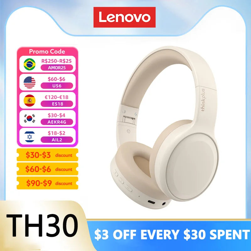 Lenovo TH30 Bluetooth Headphones Wireless Sport Earphones